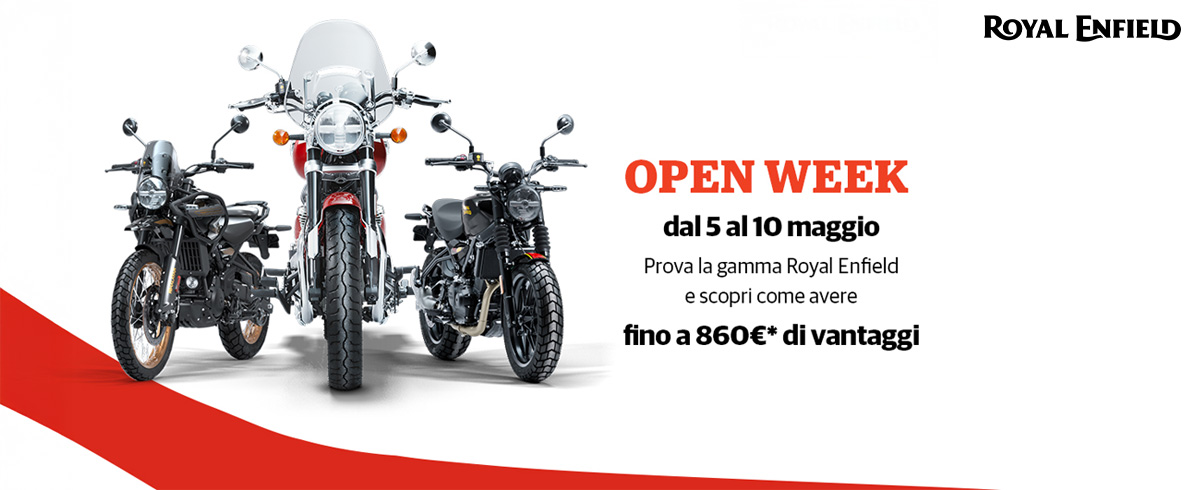 L'OPEN WEEK Royal Enfield ti aspetta dal 5 al 10 maggio 2025.
