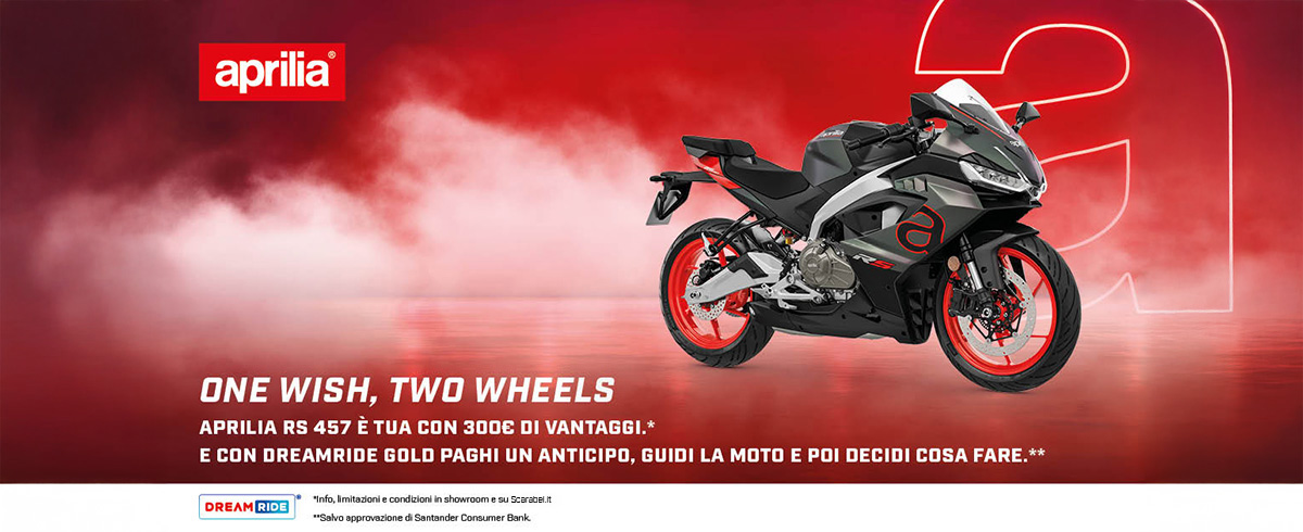 APRILIA RS 457 TUA CON 300€ DI VANTAGGI E CON DREAMRIDE GOLD E’ TUA A PARTIRE DA 3.600€