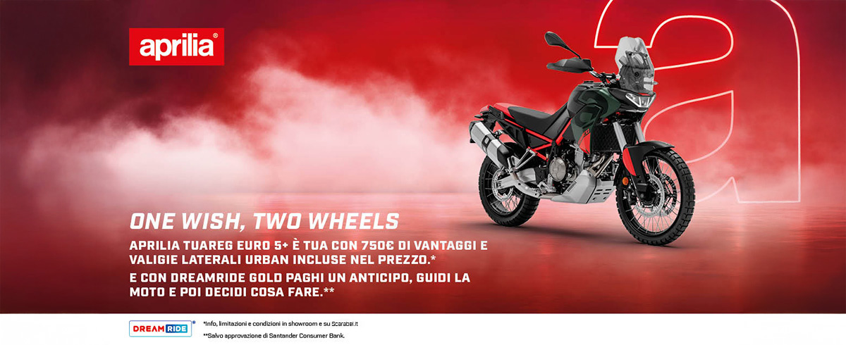 APRILIA TUAREG 660 E’ TUA CON 750€ DI VANTAGGI E VALIGIE LATERALI URBAN INCLUSE NEL PREZZO.