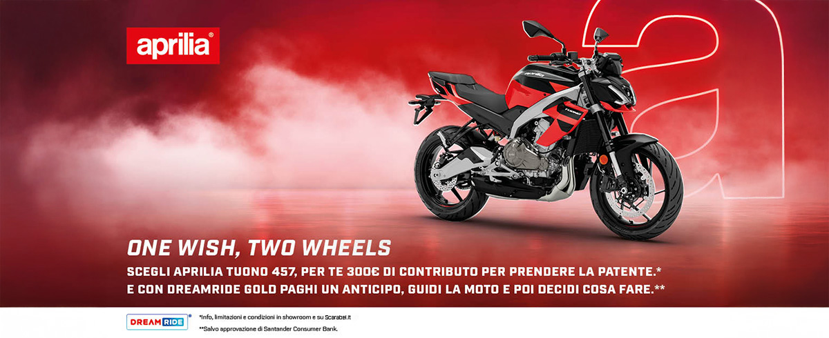 APRILIA TUONO 457 TUA CON 300€ DI CONTRIBUTO PATENTE E DREAMRIDE GOLD E' TUA DA 3.300€
