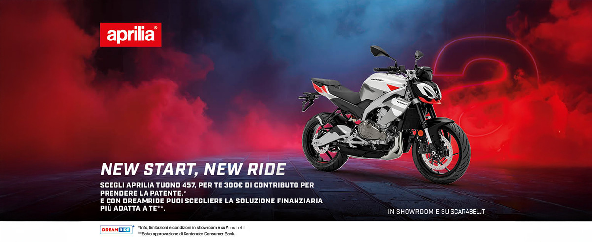APRILIA TUONO 457 TUA CON 300€ DI CONTRIBUTO PATENTE E RATE DA 109€ AL MESE